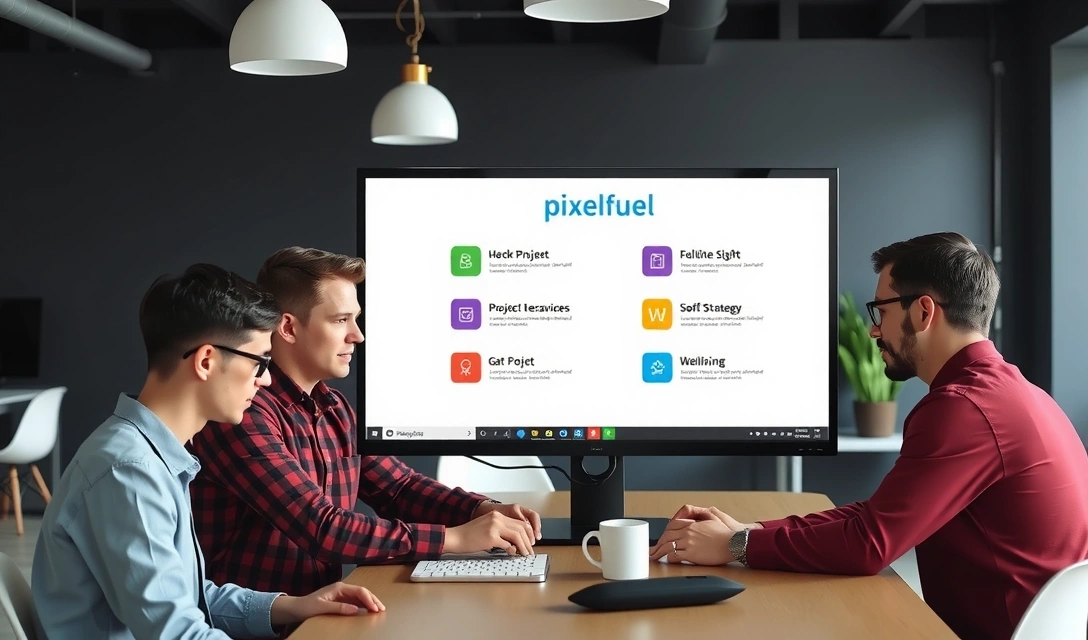 Tým Pixelfuel diskutující strategii projektu