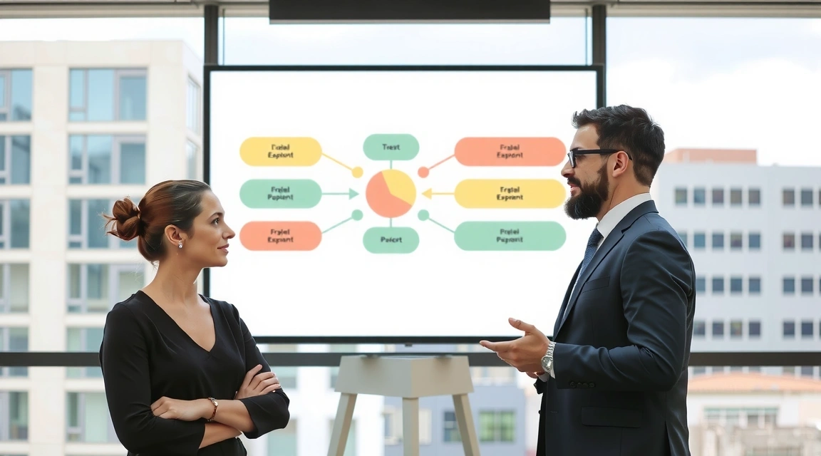 Lidé diskutují nad diagramem projektu