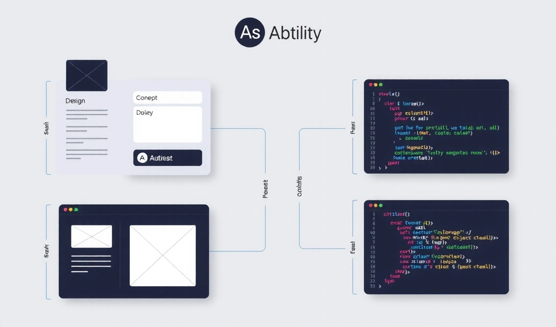 Abstraktní vizualizace webdesignu s prvky UX/UI a kreativity