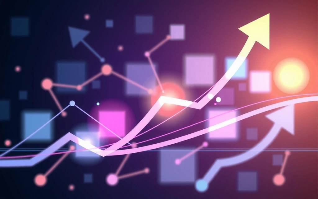 Abstraktní vizualizace růstu a úspěchu s grafy a šipkami